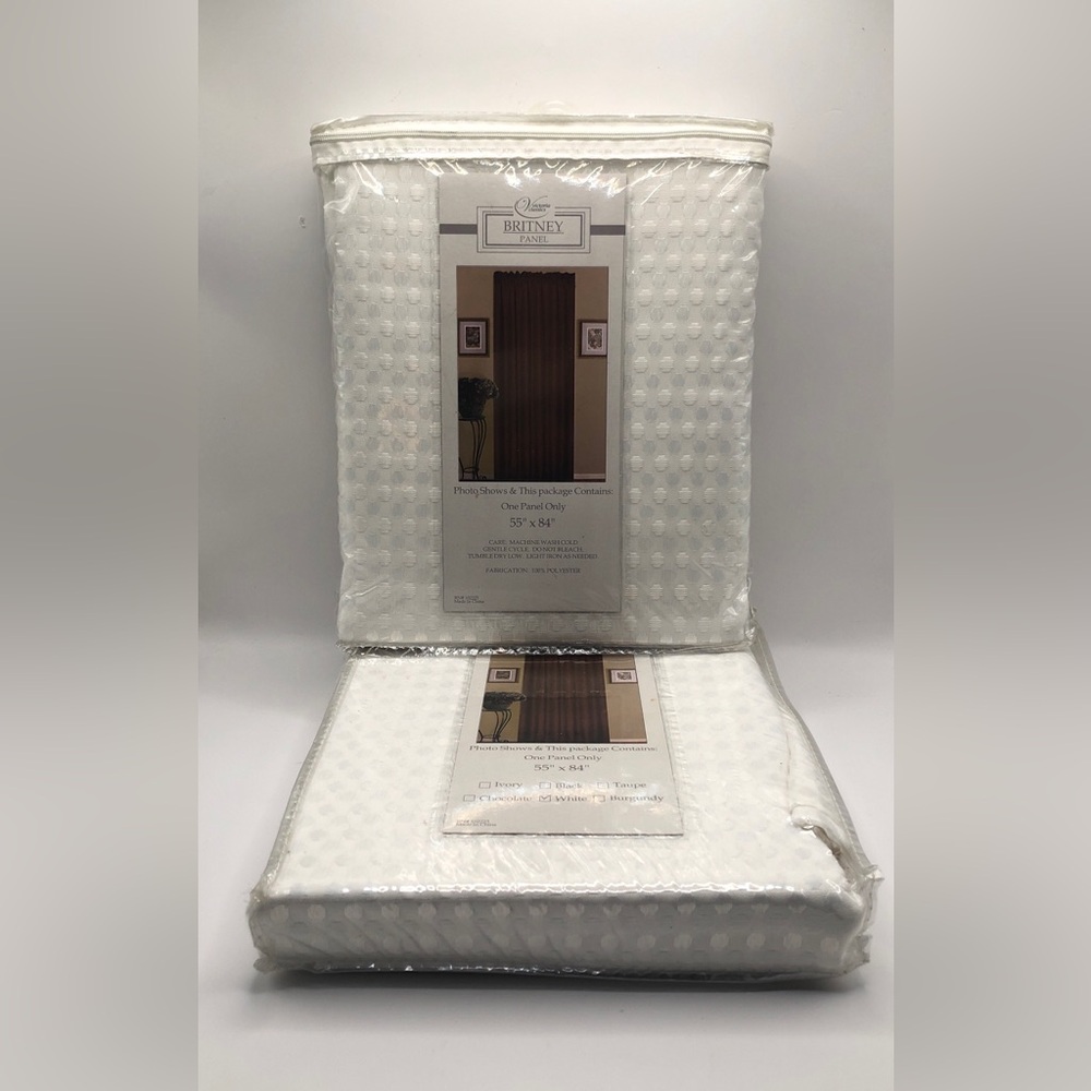 Set/2 White Britney Panel Curtains  55”x84” New Unopened, Original Packaging